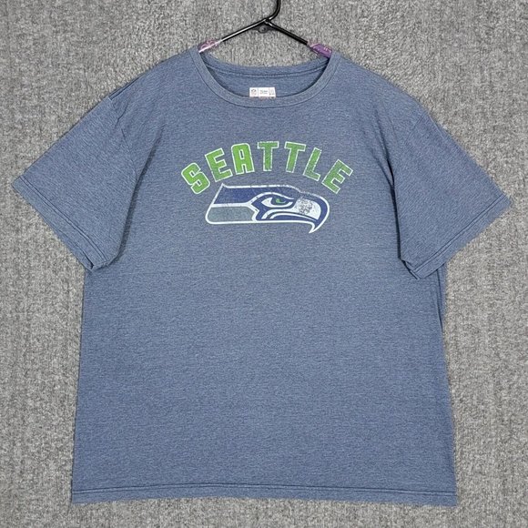 Seattle Seahawsk T-Shirt Men XL Blue NFL Football Short Sleeve Crewneck 3 Wilson - Picture 1 of 9